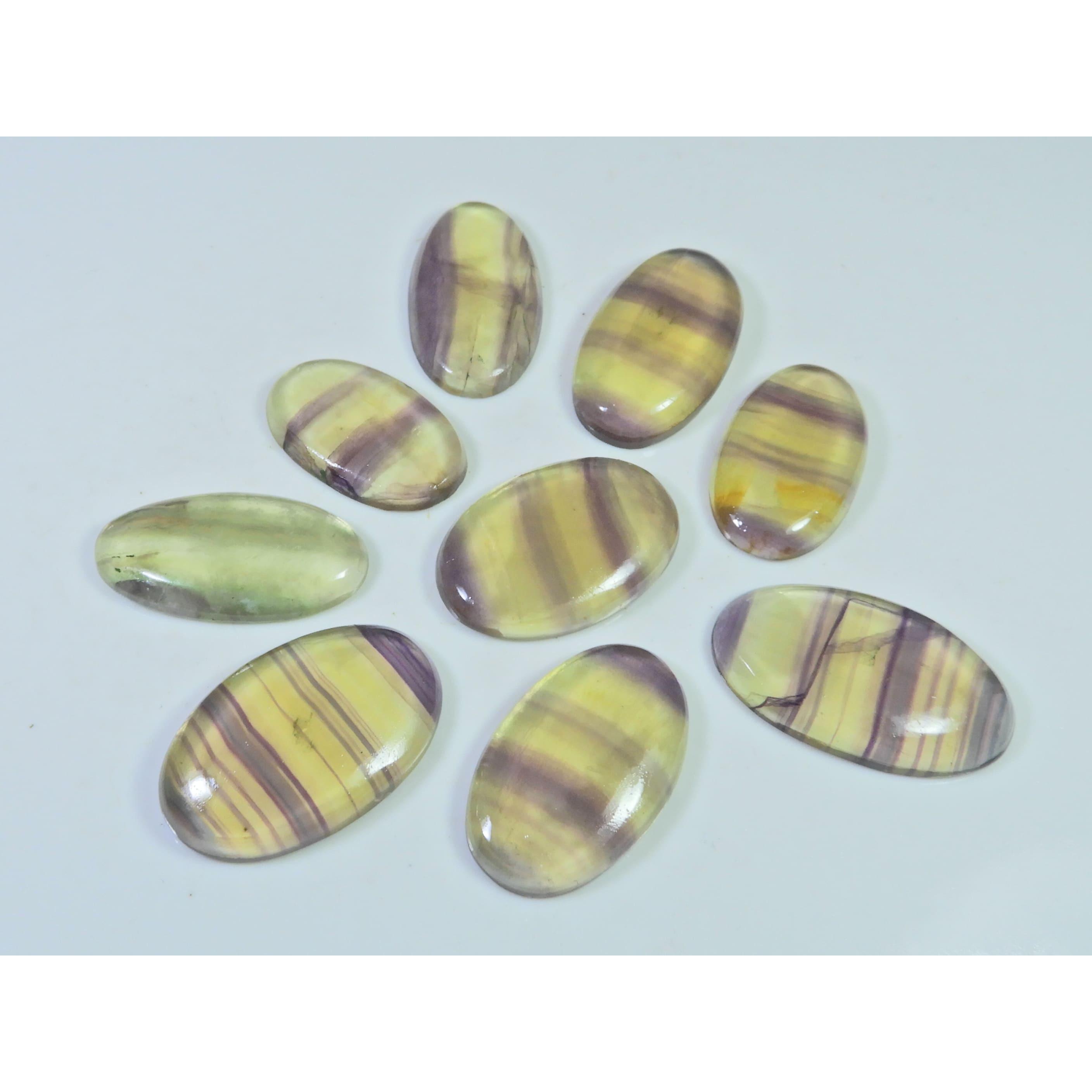 

284Cts. Natural Rainbow Fluorite Oval Cabochon Loose Gemstone 09 Pcs Lot C-923