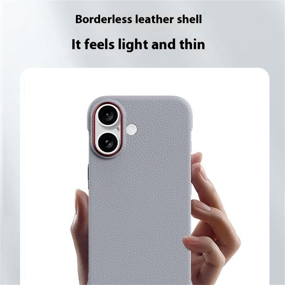 For iPhone 16 Case Borderless Slim Anti Drop Leather Texture PC Phone Back Cover