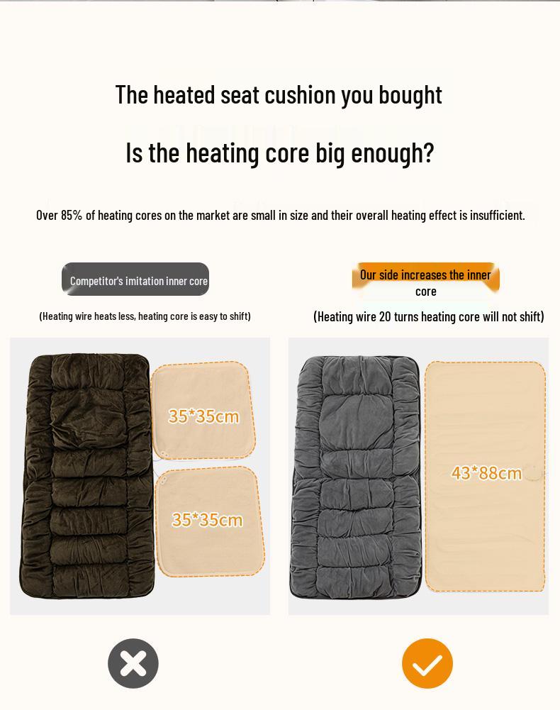Heated Office Chair Cushion with Backrest - Electric Warming Pad for Autumn and Winter
