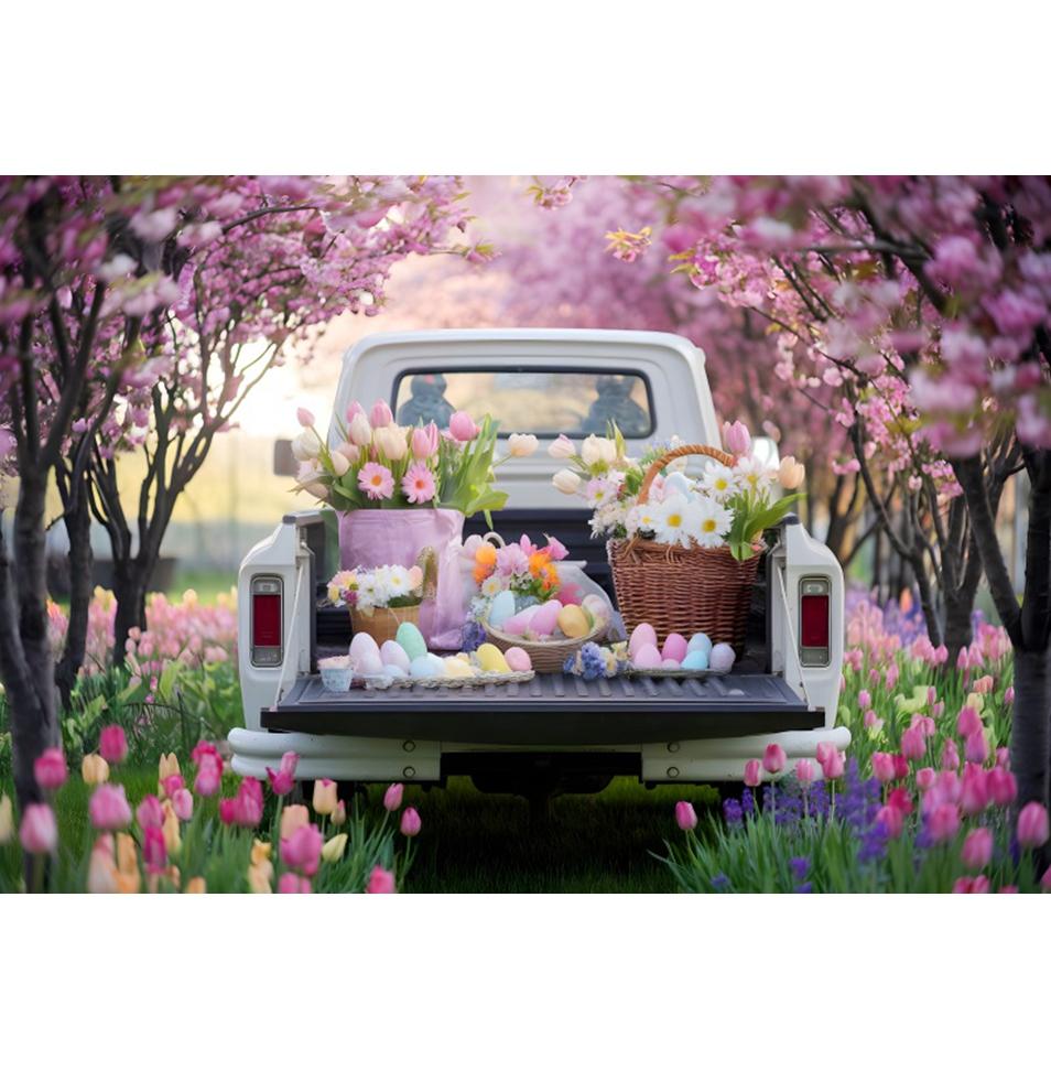 Spring Easter Natural Scenery Grassland Rabbit Theme Banner Backdrop, Children's Birthday Party Decoration Photography Backdrop