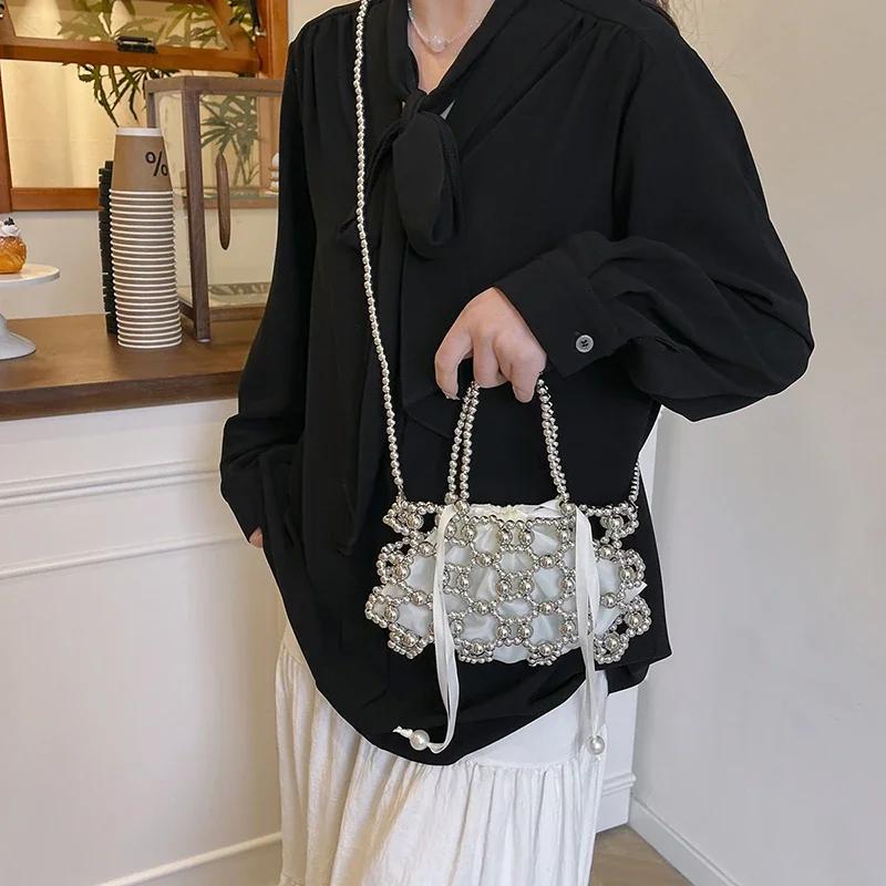 Spring Summer Fashi Hollow Out Beaded Shoulder & Crossbody Bags for Women 2026 String Sense of Luxury Grace Handbags