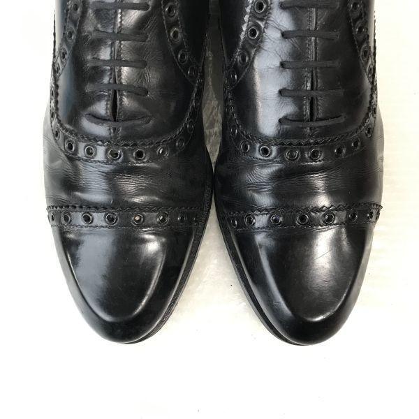 80s-90s? Vintage CESARE PACIOTTI Leather Semi-Brogue Straight Tip 7 / 25.5cm / Black Dress Shoes(USED)