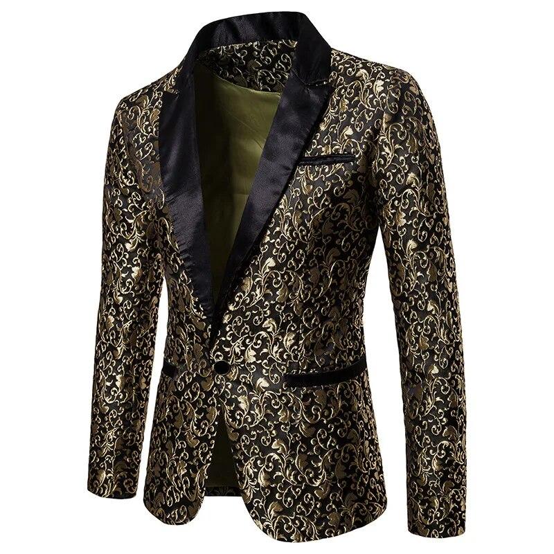 Men's Floral Party Dress Suit Stylish Dinner Jacket Wedding Blazer