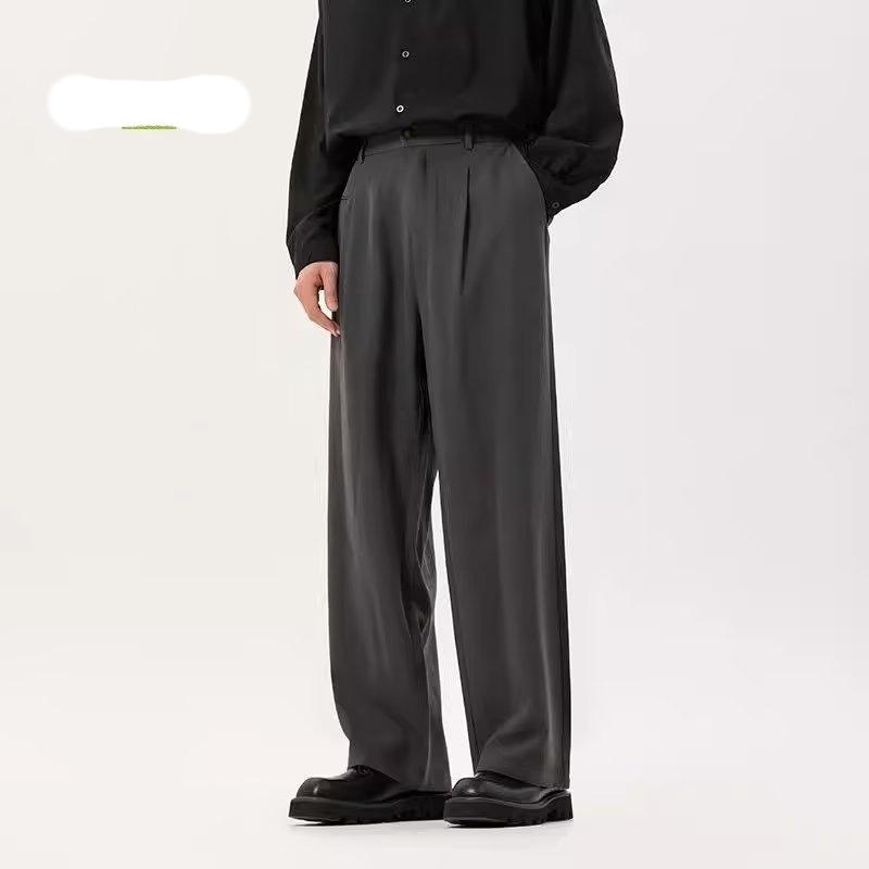 Korean Fashion Simple Solid Color Male Trousers Men's Wear Spring Casual Pants Loose Straight Pants