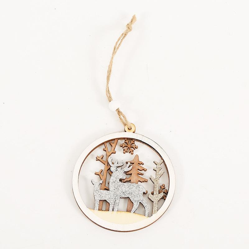 Christmas Day Decorative Pendant Wooden Crafts Window Hanging Home Party Christmas Gifts