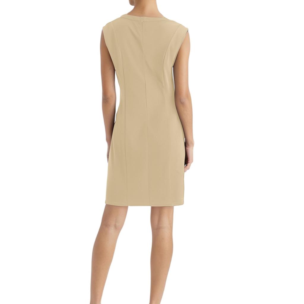 Women's Fashion Casual Double Breasted Round Neck Sleeveless Invisibility Zipper Dress