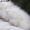 BITCED Women's Cotton-Lined White Fur-Trimmed Parka Mid-Length Hooded Winter Warm Fleece Coat