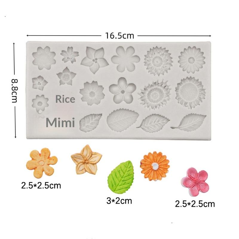 Fondant Chocolate Cake Silicone Mold, Rose Leaf Sunflower Small Daisy Flower Diy Silicone Mold