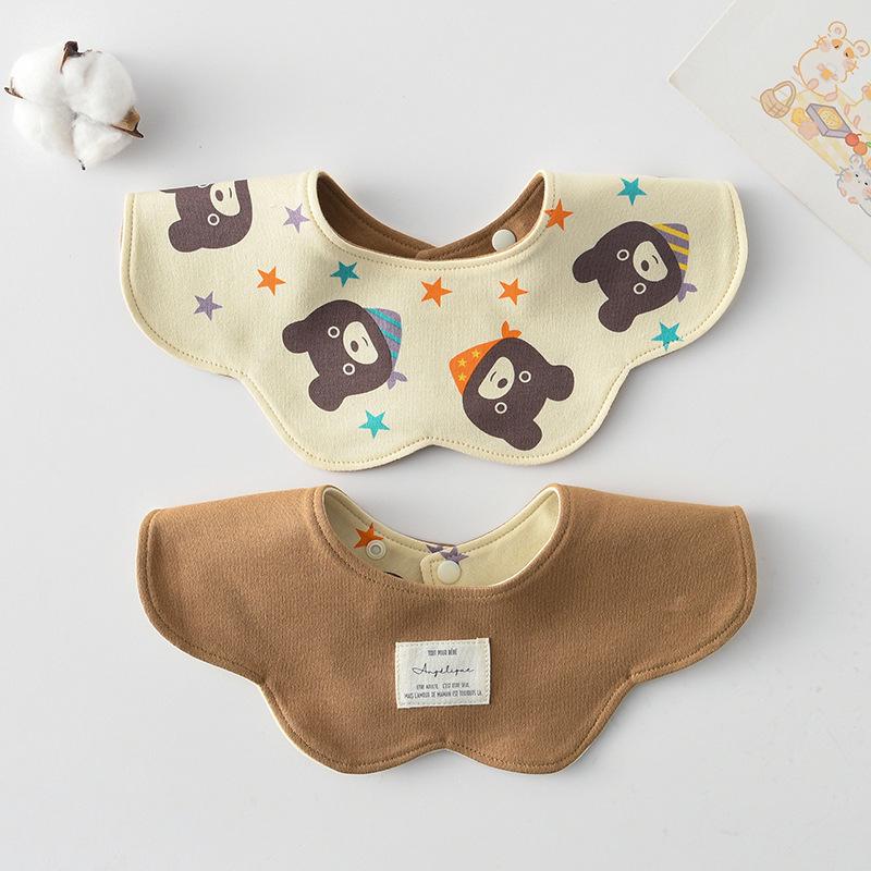Korean Style A-Type Pure Cotton Double-Sided Baby Bib for 0-2 Years