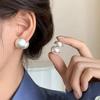 Real 925 Silver Matte Surface Arc Pearl Stud Earrings For Women Classic Fine Jewelry Exquisite Accessories