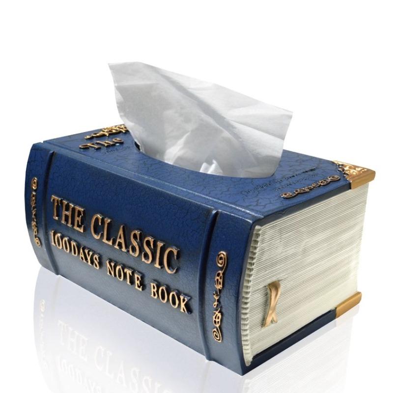 

Book Tissue Box Vintage Tissues Boxes Aesthetic Luxury Napkins Storage Case Decorative Elegant Multifunctional Napkin Cases королевский синий