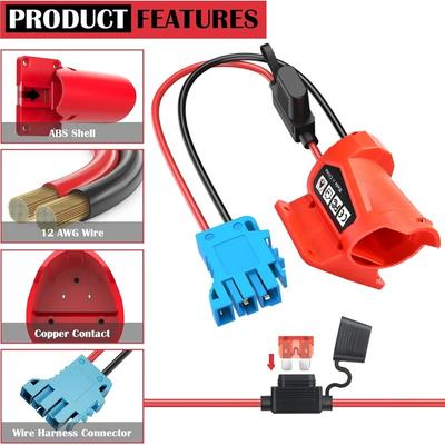 Adapter Baterii Do Milwaukee 12V Power Wheels Adapter Przewód Złącze Przewód 12AWG Uchwyt Bezpiecznika do Dziecięcej Jeździkowej Zabawki Peg-Perego