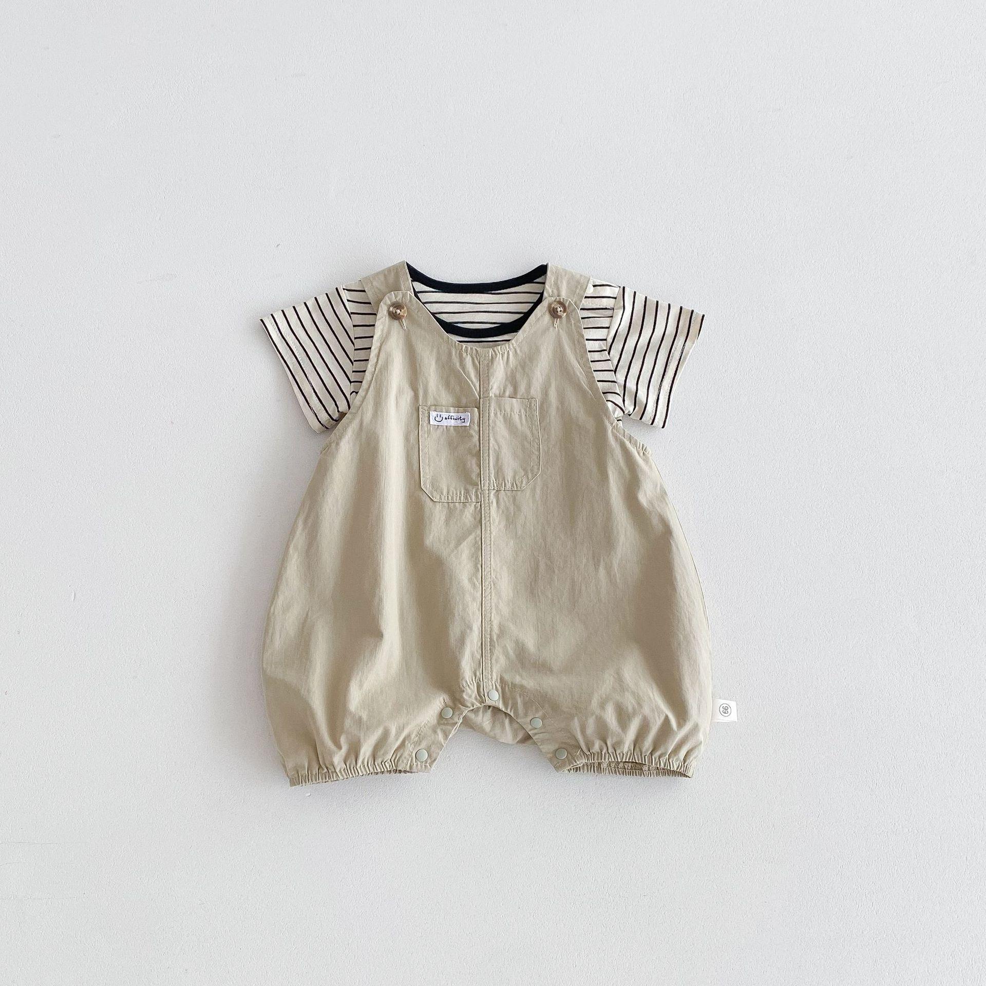 

2025 Korean Summer Baby Overalls Set - Unisex Romper Two-Piece 90 cm абрикосовый