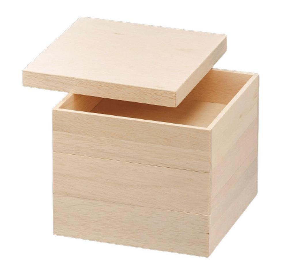 Outdoor Lunch Box Made in 3 Fuukiho White x x J-kitchens (Bento Box) Japan, Tiers, 8-inch Wooden, Wood, 24.2cm 24.2cm 19.0cm