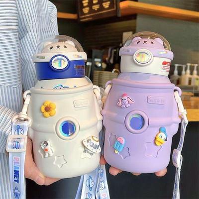 Cute Design Airline Insulation Cup 304 Stainless Steel Drop Resistant Kids Pan Belly Cup Portable Straw Cup Water Cup