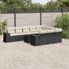 11 piece Garden Sofa Set with Cushions Black Poly Rattan