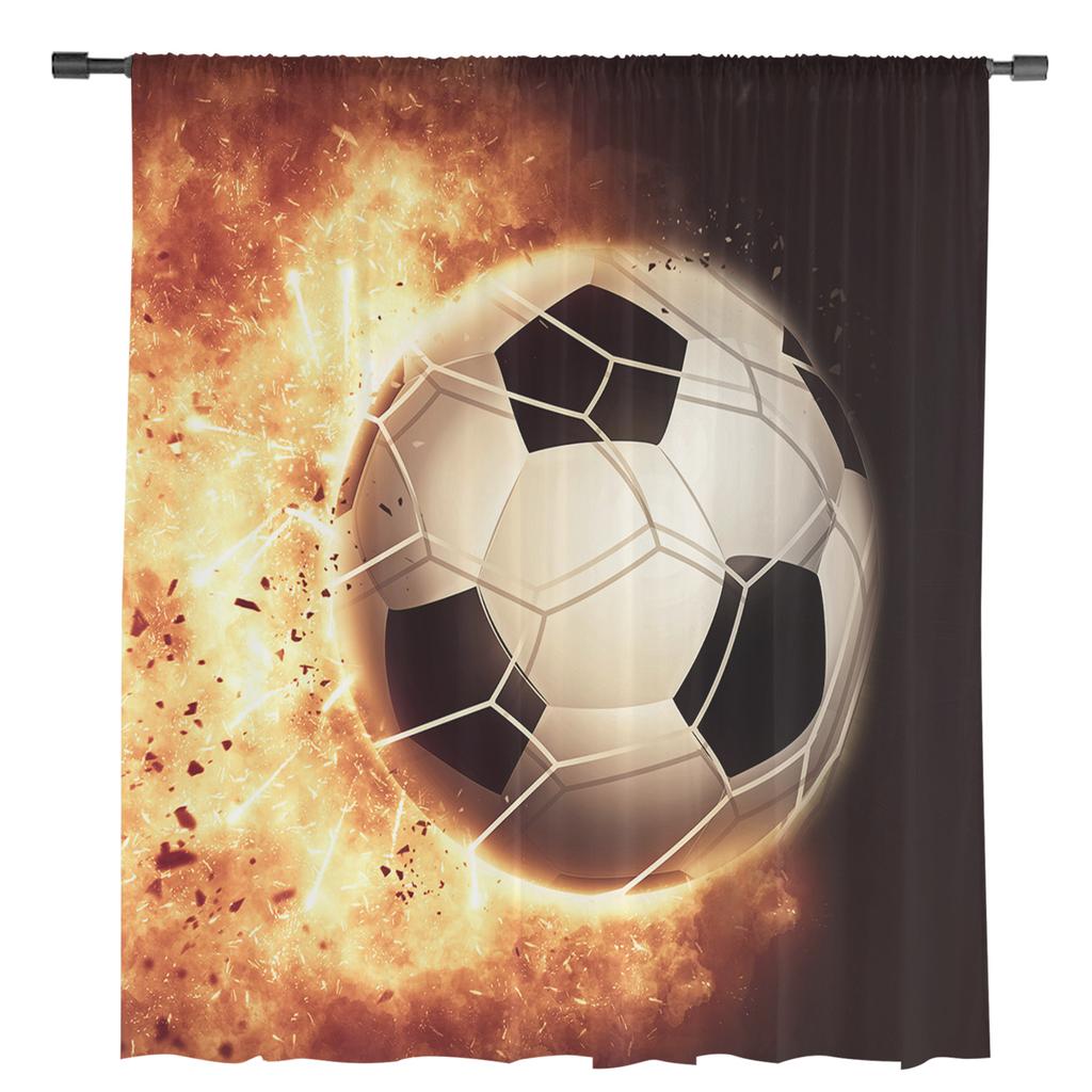 Flammen Fußball Schießsport Leichtathletik Tüll Vorhänge Küchentür Vorhang Transparent Voile Weihnachts Vorhänge für Wohnzimmer