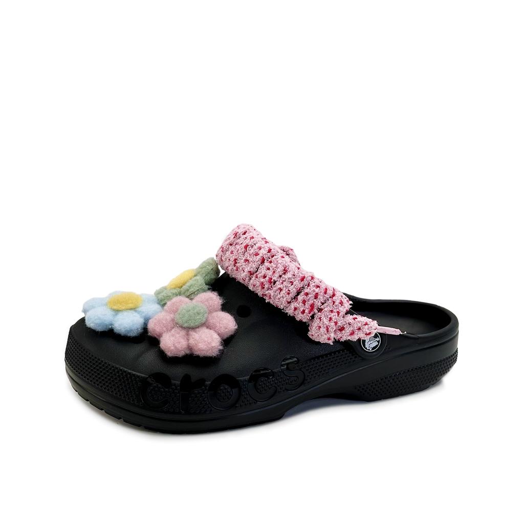 Crocs Classic clog EVA Dopamine Flower Beya Beach Fashion Hole Shoes Unisex Black
