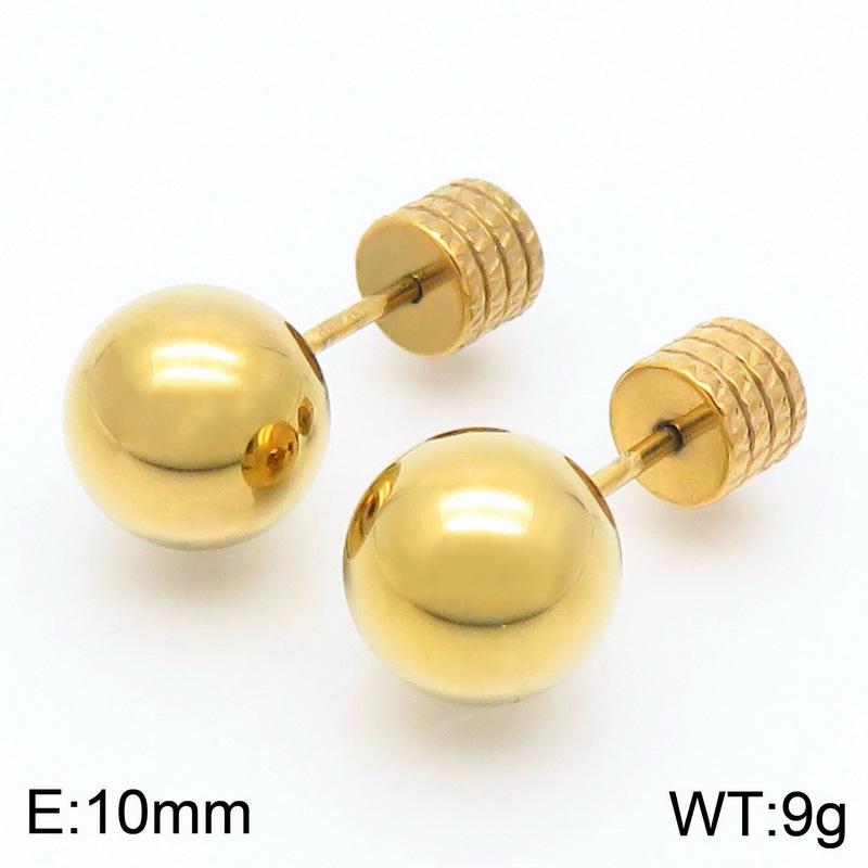European & American Titanium Steel Round Bead Women's Stud Earrings - Simple Street Style Accessories