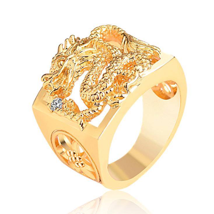 

Boutique men s domineering dragon ring Vietnamese pure copper gold-plated hollow dragon accessories men 6 золотой
