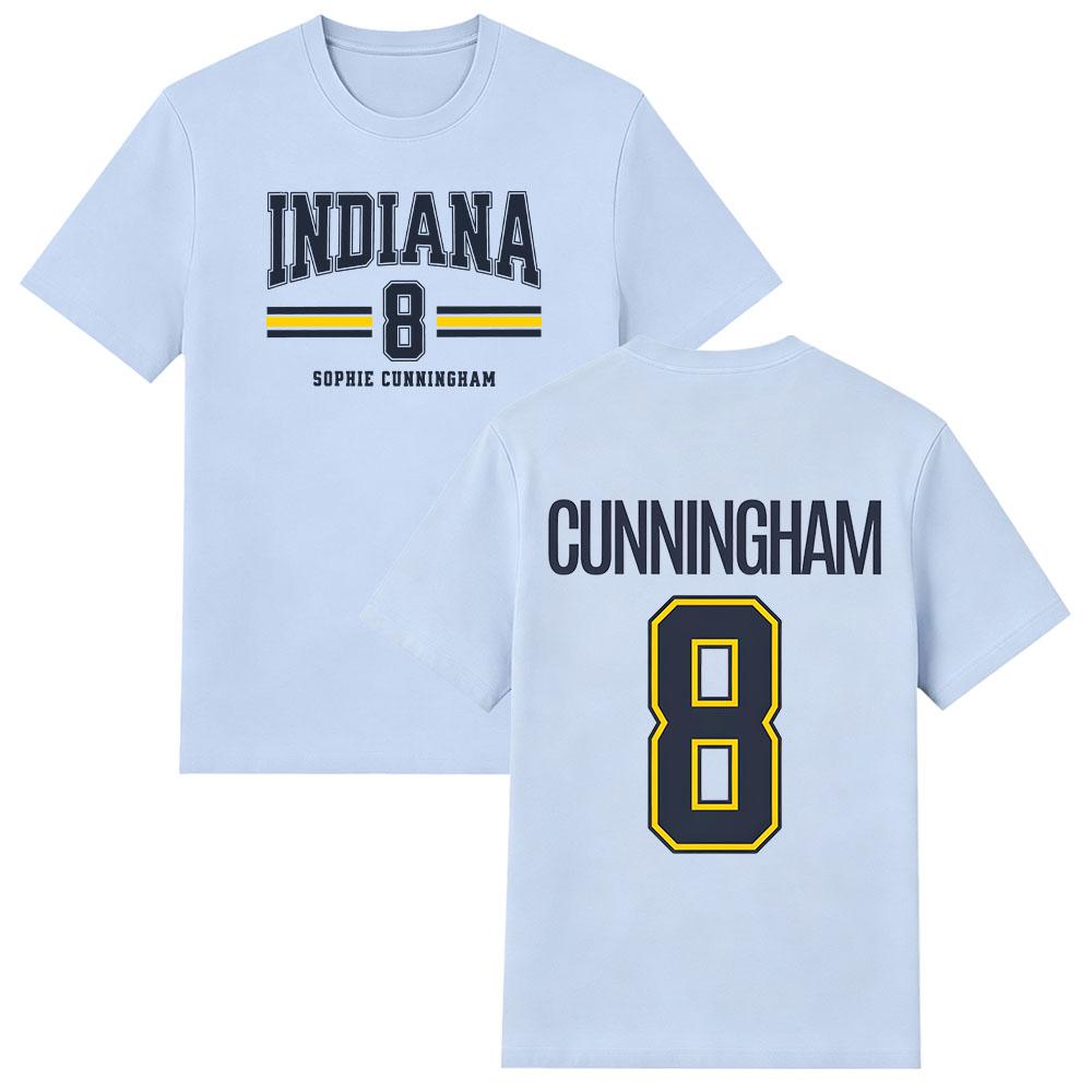 Sophie Cunningham #8 Indiana Basketbal T-shirt Zomer Heren Dames Retro Katoen Y2K Ronde Hals Casual Streetwear O-hals T-shirt Kleding