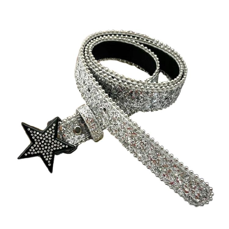 Girl Glittered Waist Belt Street Dance Jeans Belt Decorative Butterfly Belt