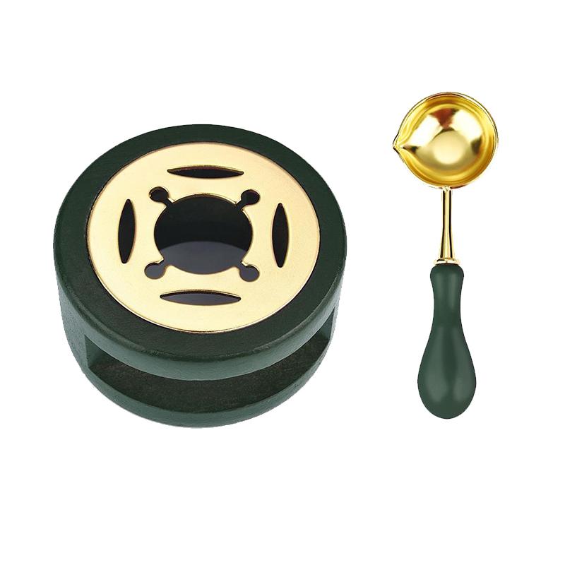 1 SET Retro Wood Handle Furnace Stove Pot Wax Seal Stamp Set Wax Spoon Lacquer Decorative Craft Gift Seal Wax Card Making SB002