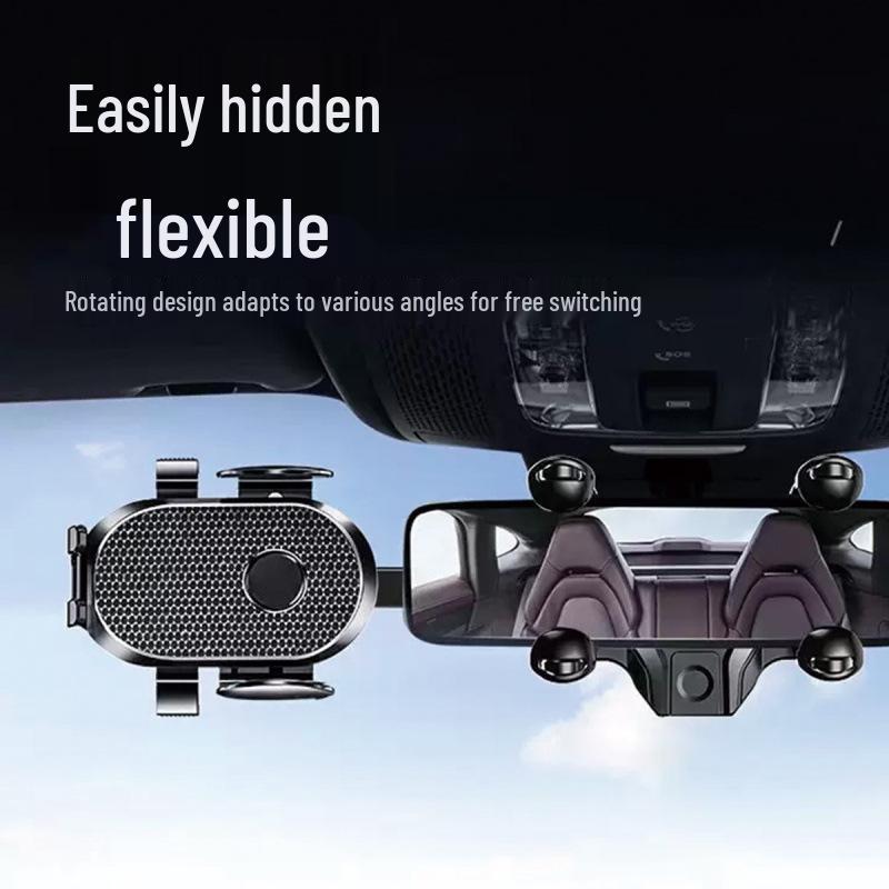 Adjustable Multi-Angle Rearview Mirror Phone Holder for Car Navigation