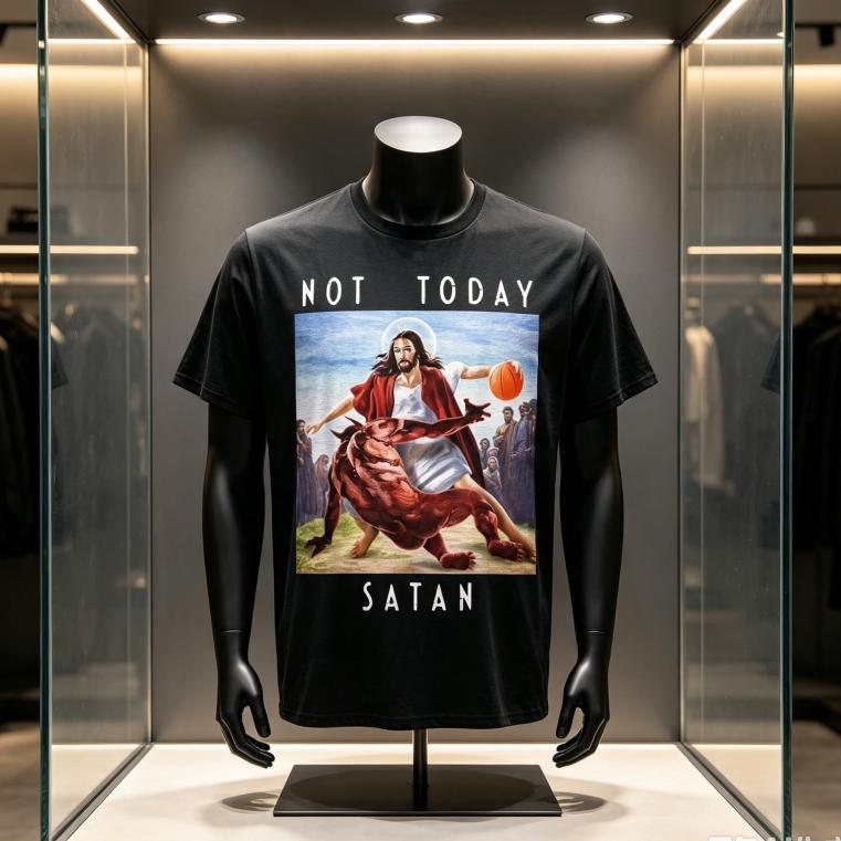 Jesus vs. Satan Basketball T-Shirt Geeignet für Unisex und Unisex Schwarz 2026 Bequemes Lässiges Baumwoll-T-Shirt