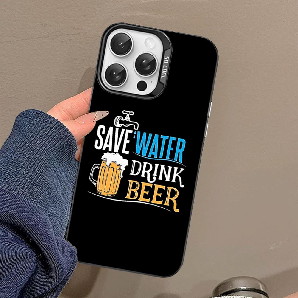 Beer Print Phone Case For IPhone 16 15 14 13 12 11 Pro Max X XR XSMAX 8 7 Plus Matte Shockproof Back Cover