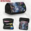 1pc Pink Garden Waterfall Design Double Layer Flip Pencil Case-Multi Layer Flip Cover Design, Storage Bag, Zipper Closure, 2D Flat Printed, Suitable F