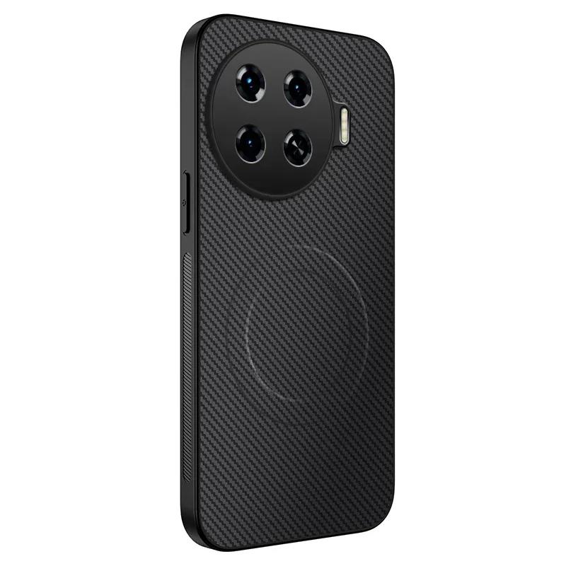 Magnetic Silicone Case For Tecno Spark 20 Pro Plus 20C 4G Wireless Charging Carbon Fiber PU Anti-Drop Soft Cover Phone Cases