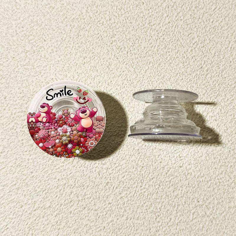 Round Phone Mount with Air Cushion, Adhesive, Retractable, and Conveniently Rotatable bear figurine