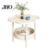 2-Tier Coffee Table Flower Shaped Side with Open Storage Shelf Multifunctional Sofa Nightstands Living Room Bedroom Office Couch Bedside Decorative