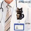 2D Flat Acrylic Black Cat Coffee Cup Retractable Badge Reel, Solid PMMA Clip On ID Holder For Nurse Doctor Medical Student And Office Workplace Staff