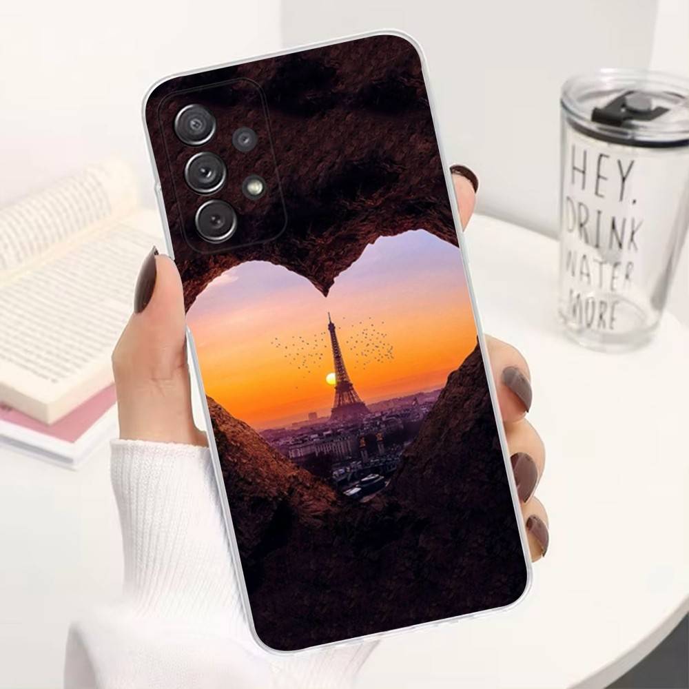 Art Paris Eiffel Tower For Samsung A30,51,71,S9,Ultra,S20,FE,21,PIus,10,22,Lite,23,Transparent, Silicone Case