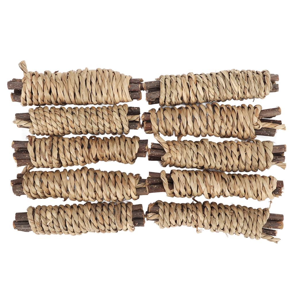 10 Stück Kaninchen-Knabberstangen Zähne schleifen Langeweile vertreiben Natürliche Seegras-Mahlzähne für Kaninchen Hamster