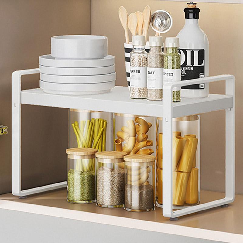 

006-ZWJ-70139A-WH Cabinet Storage Shelf Household Countertop Storage Rack for Kitchen Spice Microwave Type A