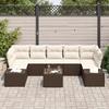 VidaXL Ensemble de canapés de jardin 8 pièces avec coussins marron en rattan poly 3346978