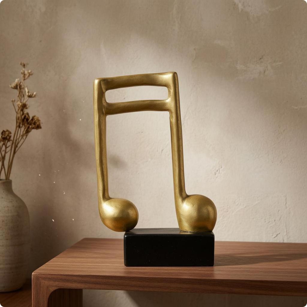 Music Note Figurine Dark Foundation Ornament Lustrous Look Tabletop for Desktop,