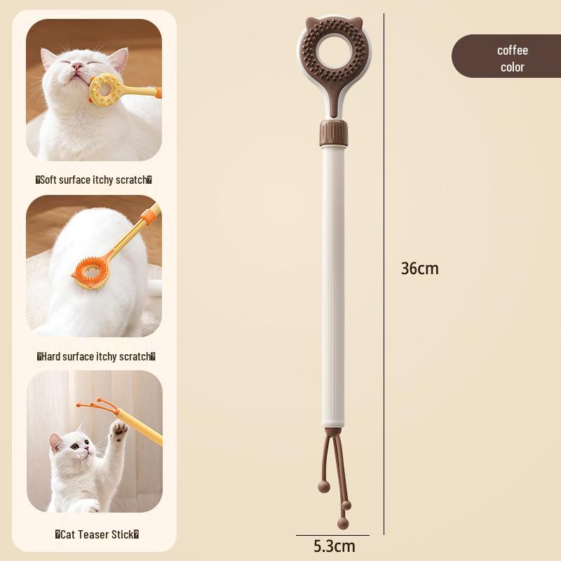 Dual-Sided Retractable Cat Teaser & Scratch Massager Toy Bag Packaging