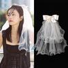 White Tulle Bow Veil Hairpin Pearls Wedding Bachelorette Hen Party Elegant Bridal Veil Hair Clip Gifts Women Hair Accessories