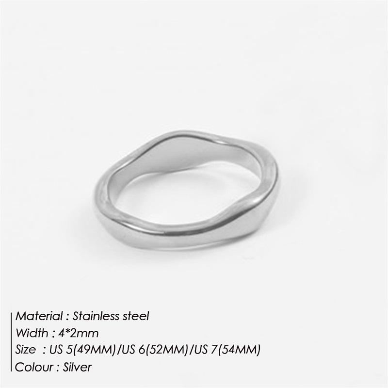 

eManco Gold Color /Silver Color Irregular Wave Rings Trendy Simple Geometric Handmade Jewelry for Women Couple 7