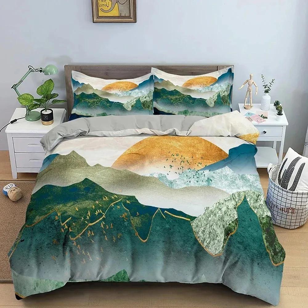 Big Wave Soft Duvet Cover Set Japanese Art Beding Set 3D Abstract Warm Comforter Cover With Pilowcase Single Twin King Quen Bedclothes