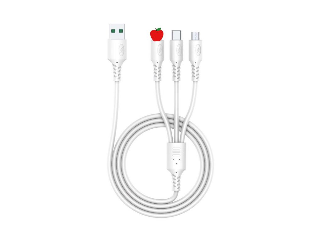 3-in-1 Fast Charging Cable: 6A Speed for Apple, Android, and Type-C Devices
