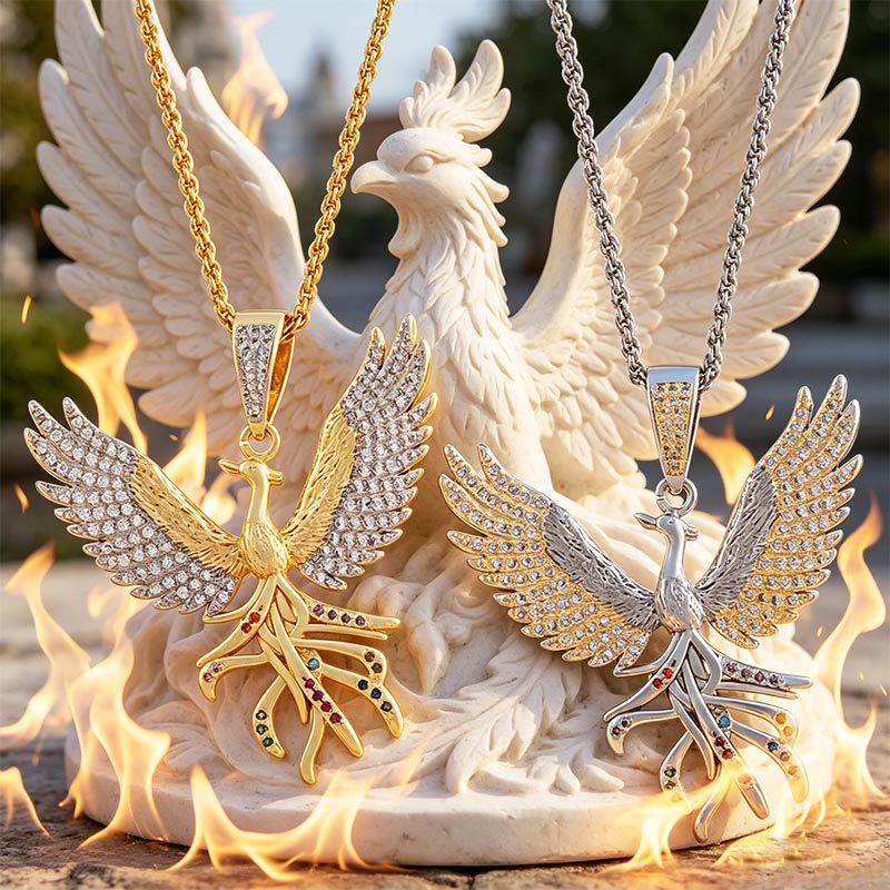 Daixi Two-tone Hip Hop Zircon Phoenix Pendant Necklace