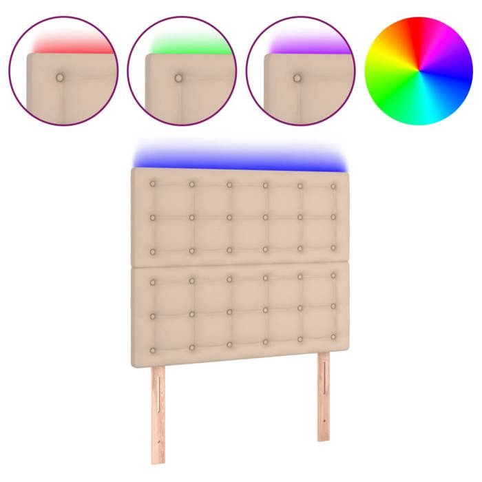 VidaXL Tête de Lit à LED Meuble de Chambre à Coucher Accessoire de Lit Simple Tête de Cadre de Lit Intérieur Cappuccino 3122513