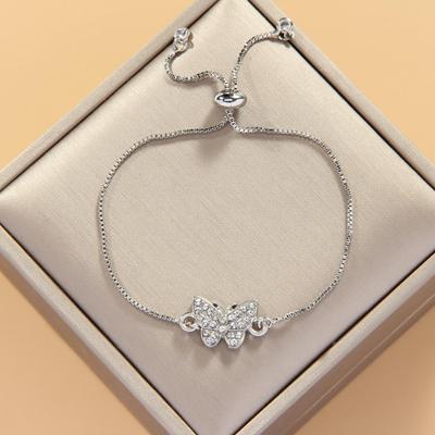 Elegant Crystal Butterfly Bracelet for Women: Adjustable Pull-String, Fashionable Jewelry Inspired by Southeast Asian Style
