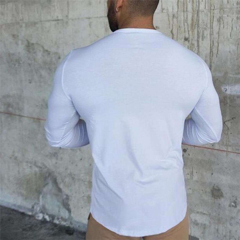 Muscleguys Running T-shirts Mens Autunm Cotton Long Sleeve Gym Clothing Sports Slim Fit T Shirts Spring Bodybuilding Shirts Fitness Tees