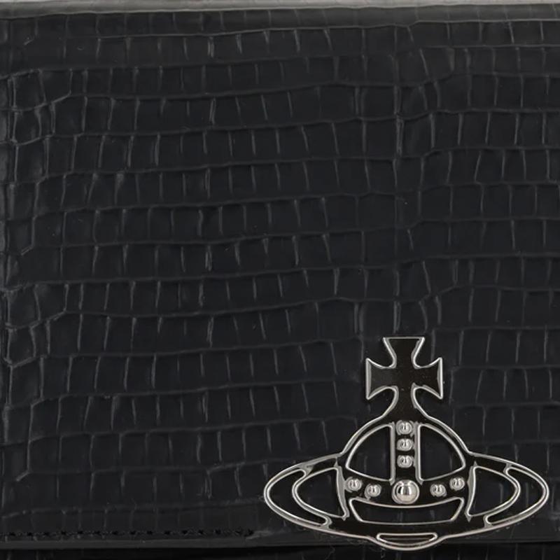 VIVIENNE WESTWOOD Hazel Crocodile Pattern Embossed Leather Shoulder Bag Medium Women Shoulder Bag Black 46020001WL00C0N401